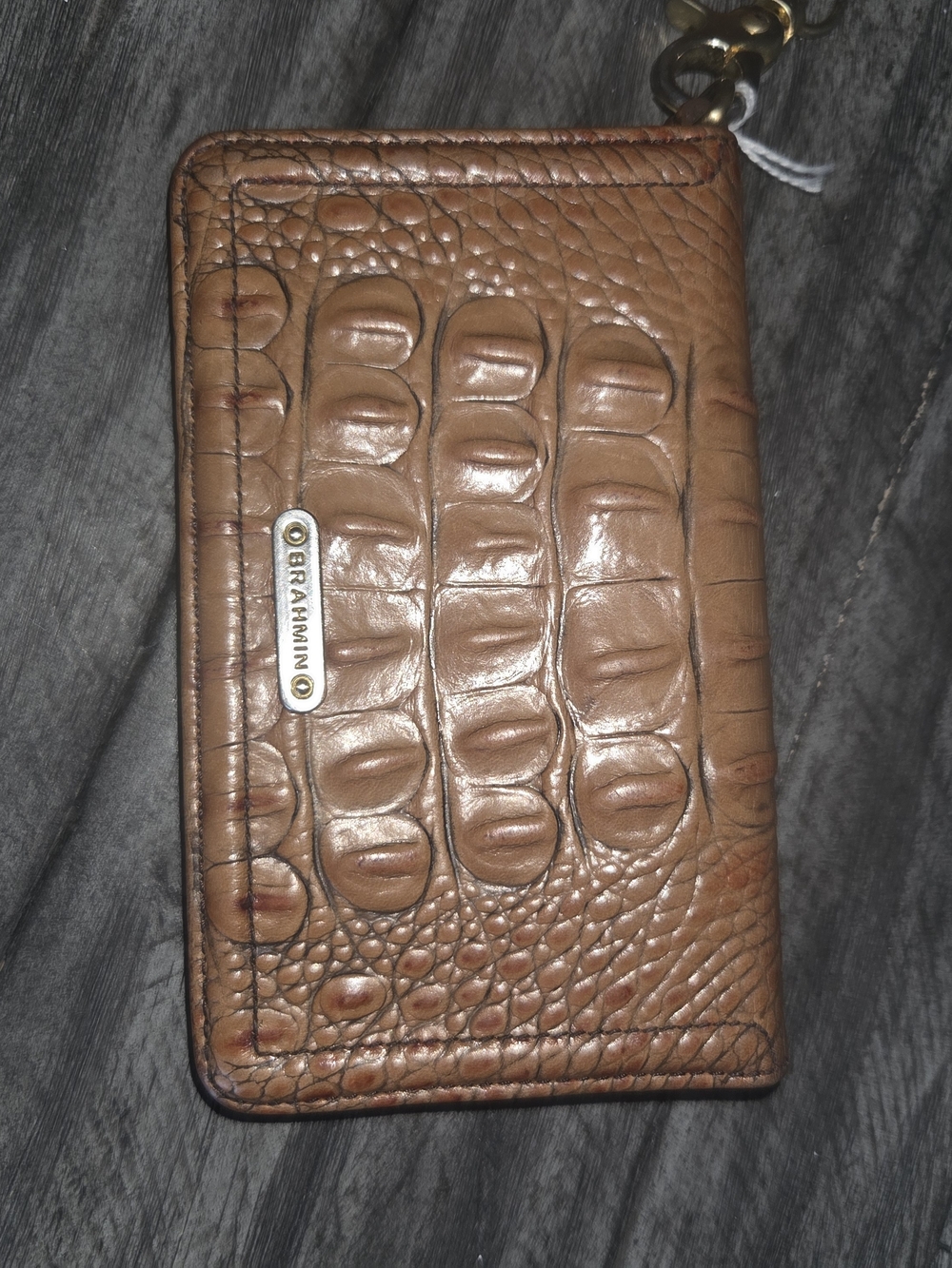 Brahmin Brown Croc-Embossed Leather Bifold Wallet